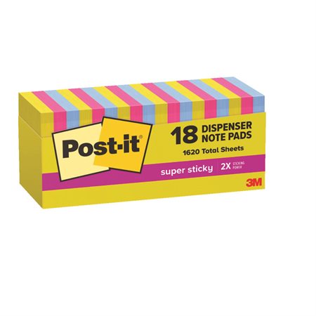 Boîte de rangement de feuillets super collants Post-it® - Collection joie estivale