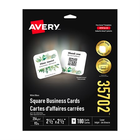 Cartes professionnelles carrées à coupe nette