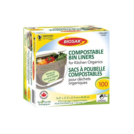Sacs bruns compostables pour déchets organiques de cuisine Biosak®