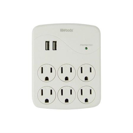 6-Outlet / 2-USB Ports Wall Tap