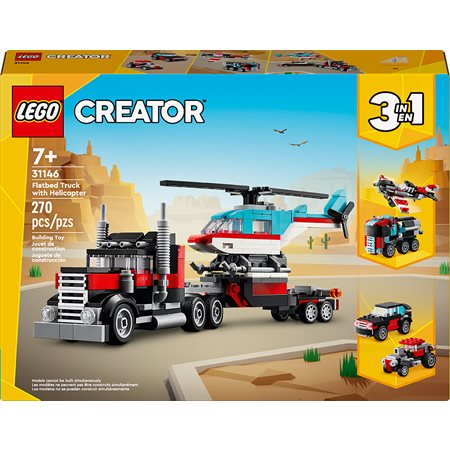 LEGO Creator - Camion à plateau avec hélicoptère