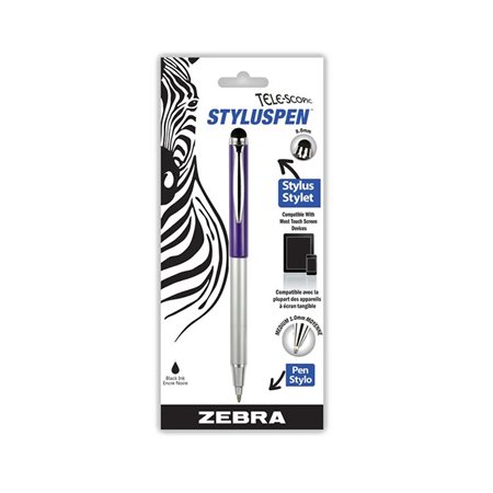 Stylet télescopique 2-en-1 Zebra - Violet