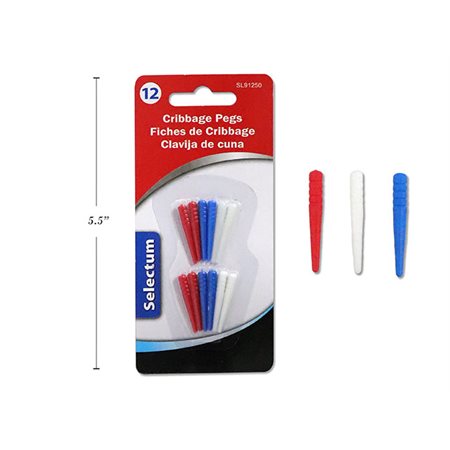 Pions de cribbage - couleurs assorties