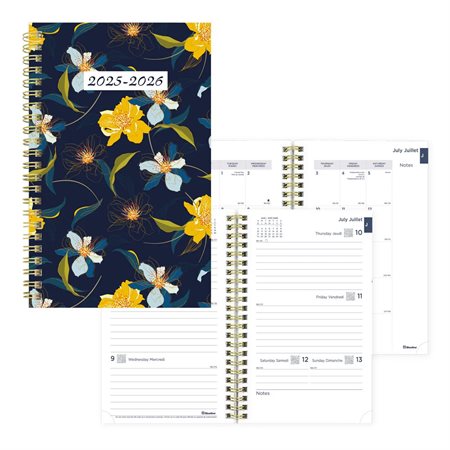 Academic Weekly Planner, 2025-2026 - Bilingual - Blossom Navy