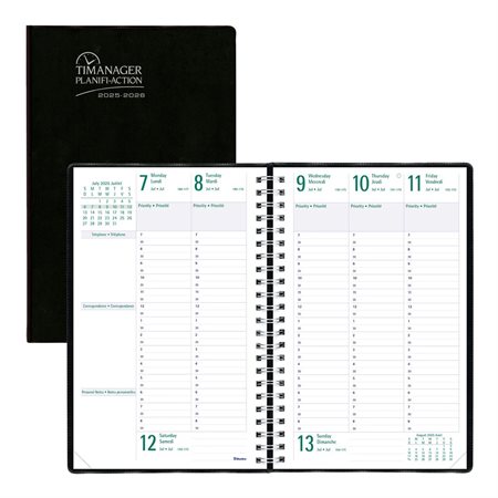 Timanager® Academic Weekly Planner, 2025-2026 - Bilingual - Black