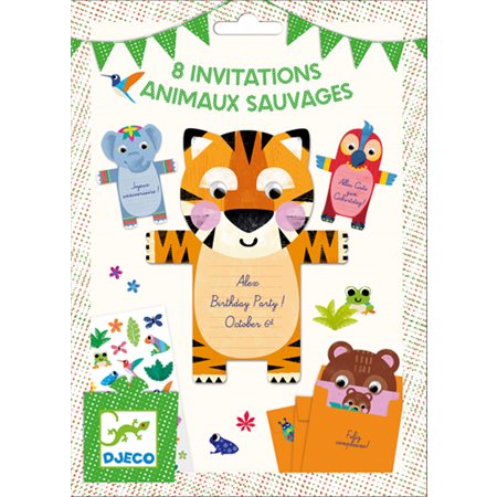 CARTES D'INVITATION ANIMAUX SAUVAGES