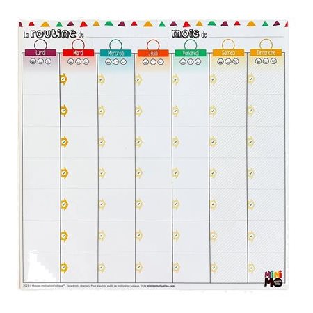 Tableau - Ma routine hebdo