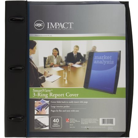 Couverture de rapport à 3 anneaux GBC Smart-View - noir