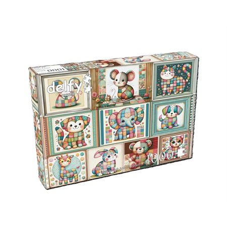JaCaRou Puzzle - Delfy : Patchwork Animal Parade - 1000 mcx