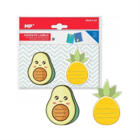 Feuillets adhésifs MP - Ensemble de 2 - Motifs avocat et ananas