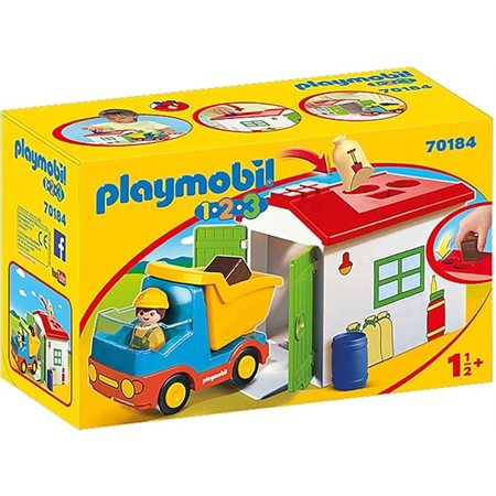 OUVRIER AVEC CAMION ET GARAGE