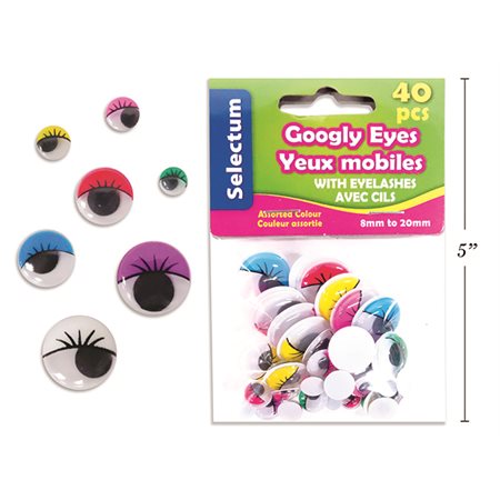 Yeux mobiles avec cils - Grandeur assorties