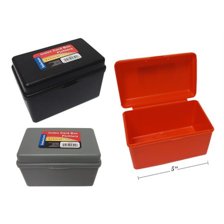 3 x 5'' Plastic File Box with lid - Assorted colors