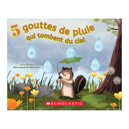 5 gouttes de pluie qui tombent du ciel