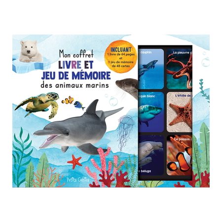 Mon coffret livre et jeu de mémoire des animaux marins