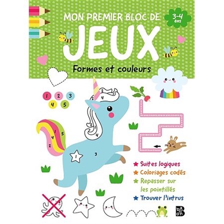 Mon premier bloc de jeux, Formes et couleurs 3-4 ans