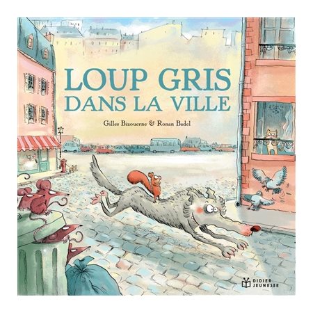 Loup gris dans la ville