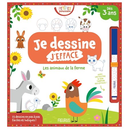 Les animaux de la ferme : je dessine, j'efface