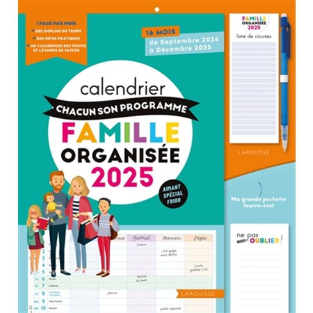 Calendrier Chacun son programme Famille organisée 2025