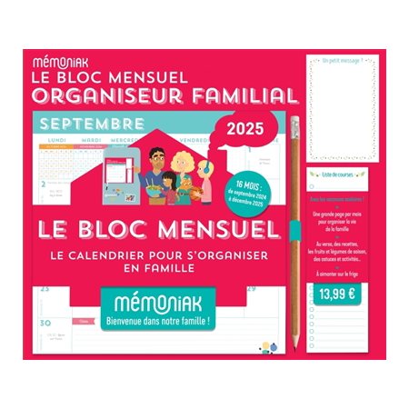 Le bloc mensuel organiseur familial 2025