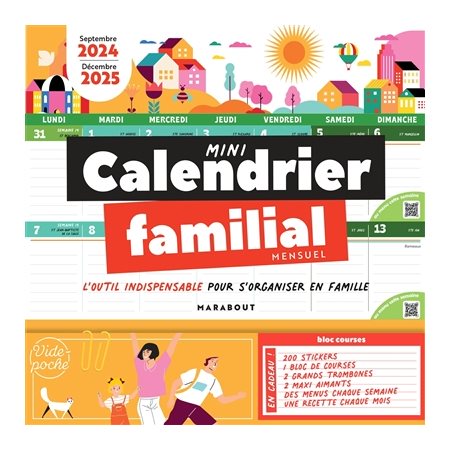 Mini calendrier familial mensuel : l'outil indispensable pour s'organiser en famille : septembre 2024-décembre 2025