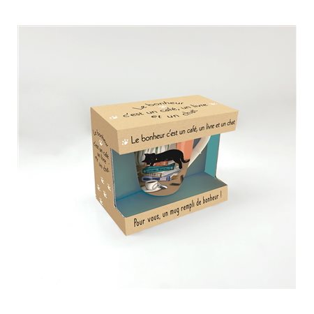 Mug : Le bonheur c'est un café, un livre et un chat