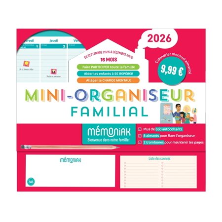 Mini-organiseur familial Mémoniak 2026