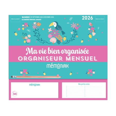Ma vie bien organisée : organiseur mensuel Mémoniak 2026