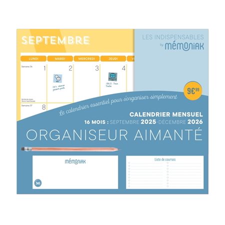 Organiseur mensuel aimanté 16 mois 2025-2026