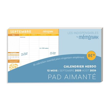 Pad aimanté hebdomadaire 12 mois 2025-2026
