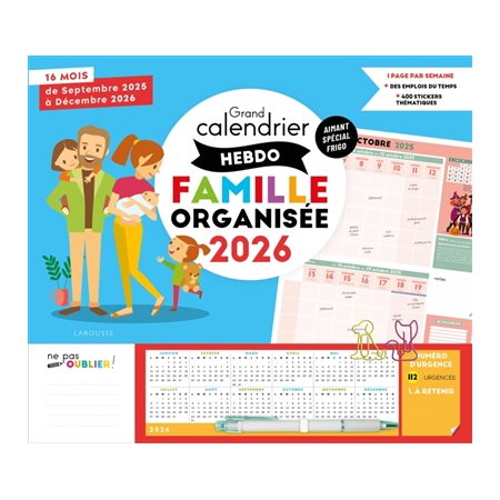 Grand calendrier hebdo : Famille organisée 2025-2026