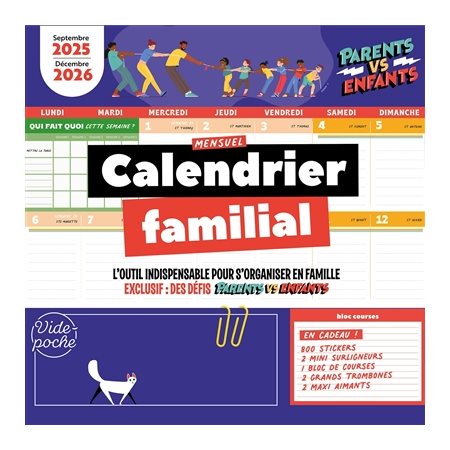 Calendrier familial mensuel : Septembre 2025-décembre 2026