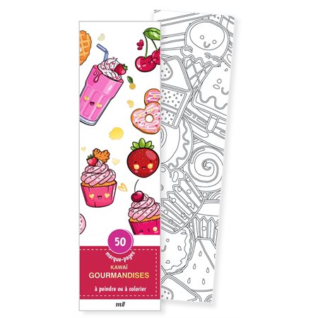 Gourmandises kawaï : 50 marque-pages à peindre ou à colorier